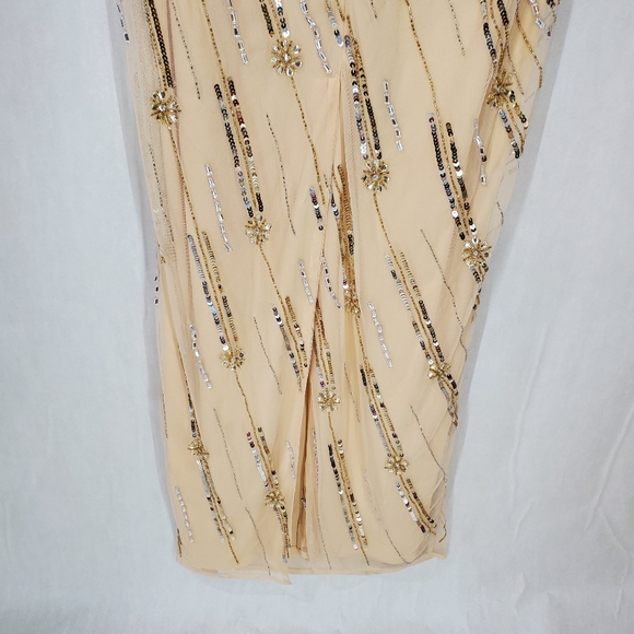 MAC DUGGAL Nude Embellished Floral Detail One Shoulder Gown Size 12 NWT - Picture 13 of 15